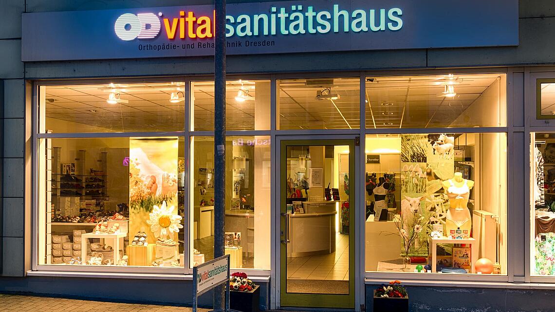 Ansicht von außen unseres Sanitätshauses auf der Meißner Straße in Radebeul