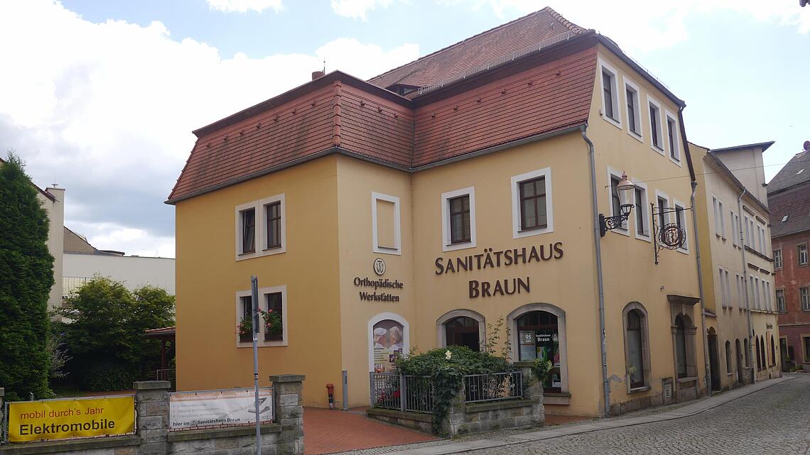 Hausansicht des zu uns gehörenden Sanitätshaus Braun in Zittau